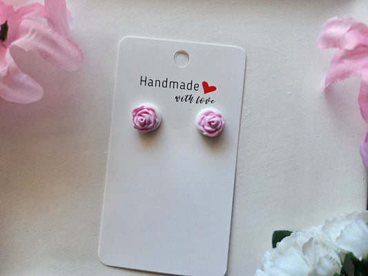 Pink Rose Stud Earrings