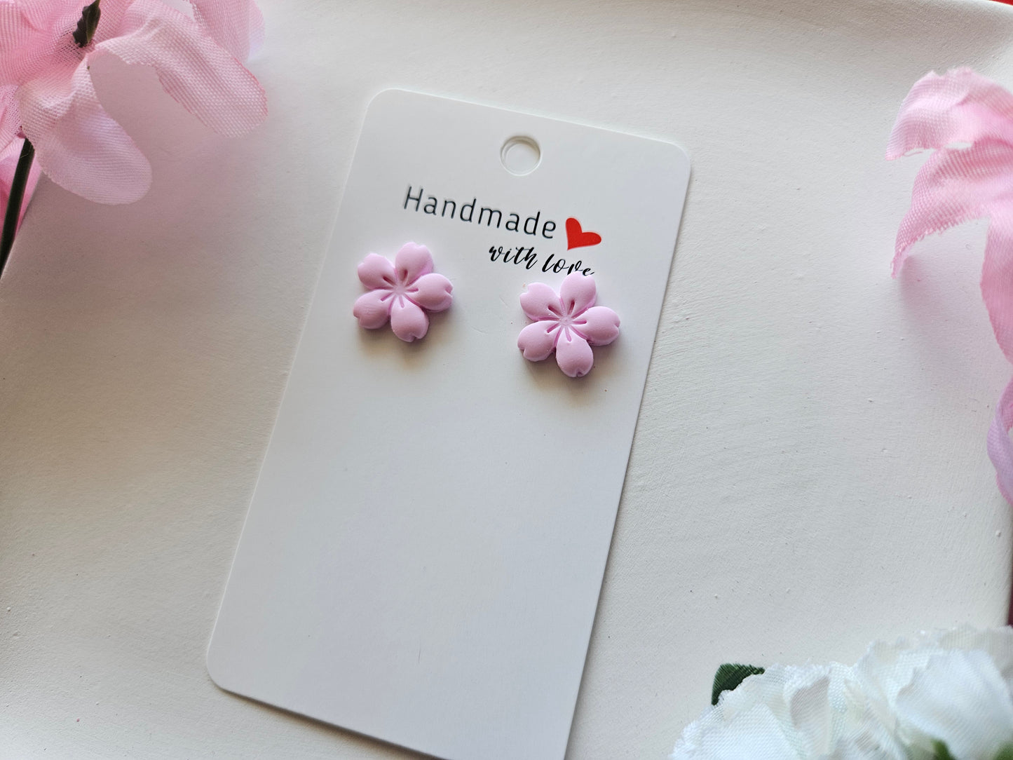 Pink Gardenia Stud Earrings