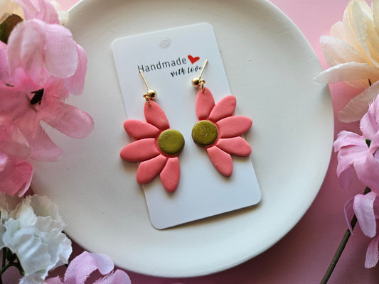 Pink Daisy Earrings