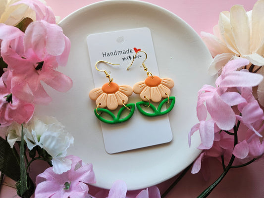 Orange Daisy Earrings