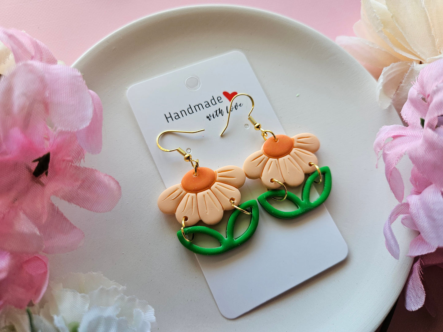 Orange Daisy Earrings