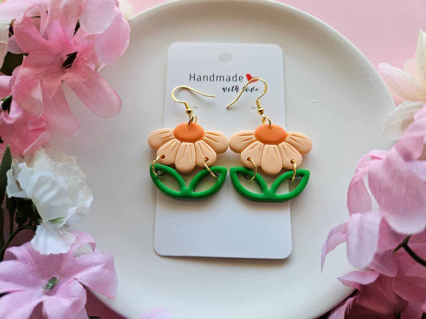 Orange Daisy Earrings