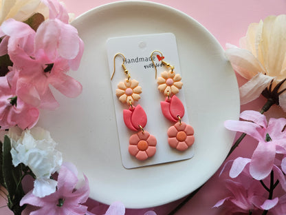 Flower Trio Dangle Earrings