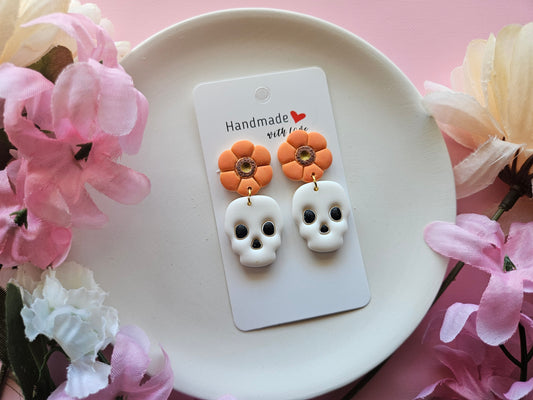 Skull Flower Pot Earrings