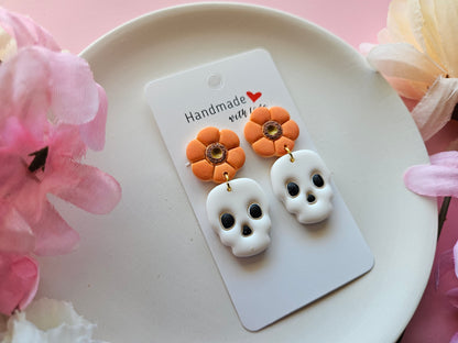 Skull Flower Pot Earrings