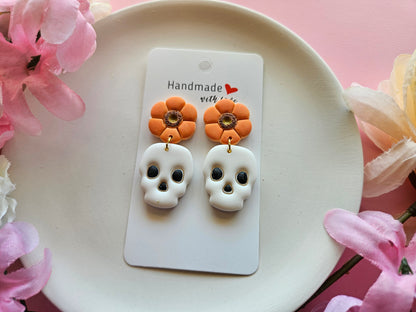 Skull Flower Pot Earrings