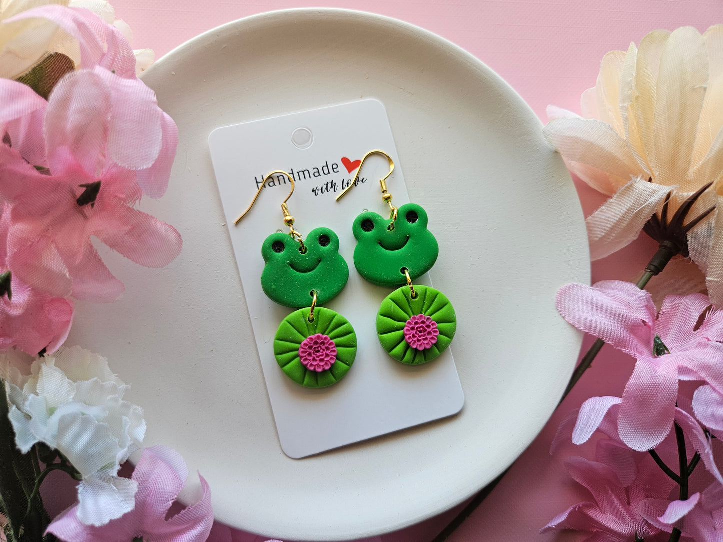 Frog and Lilly Earrings