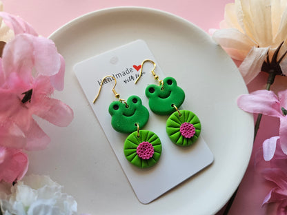 Frog and Lilly Earrings