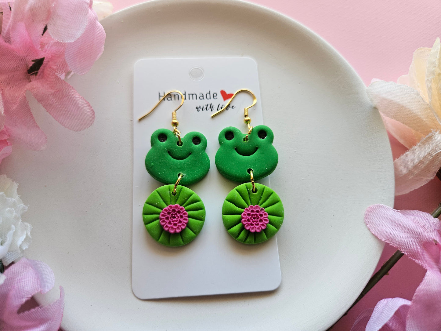 Frog and Lilly Earrings