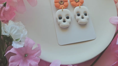 Skull Flower Pot Earrings